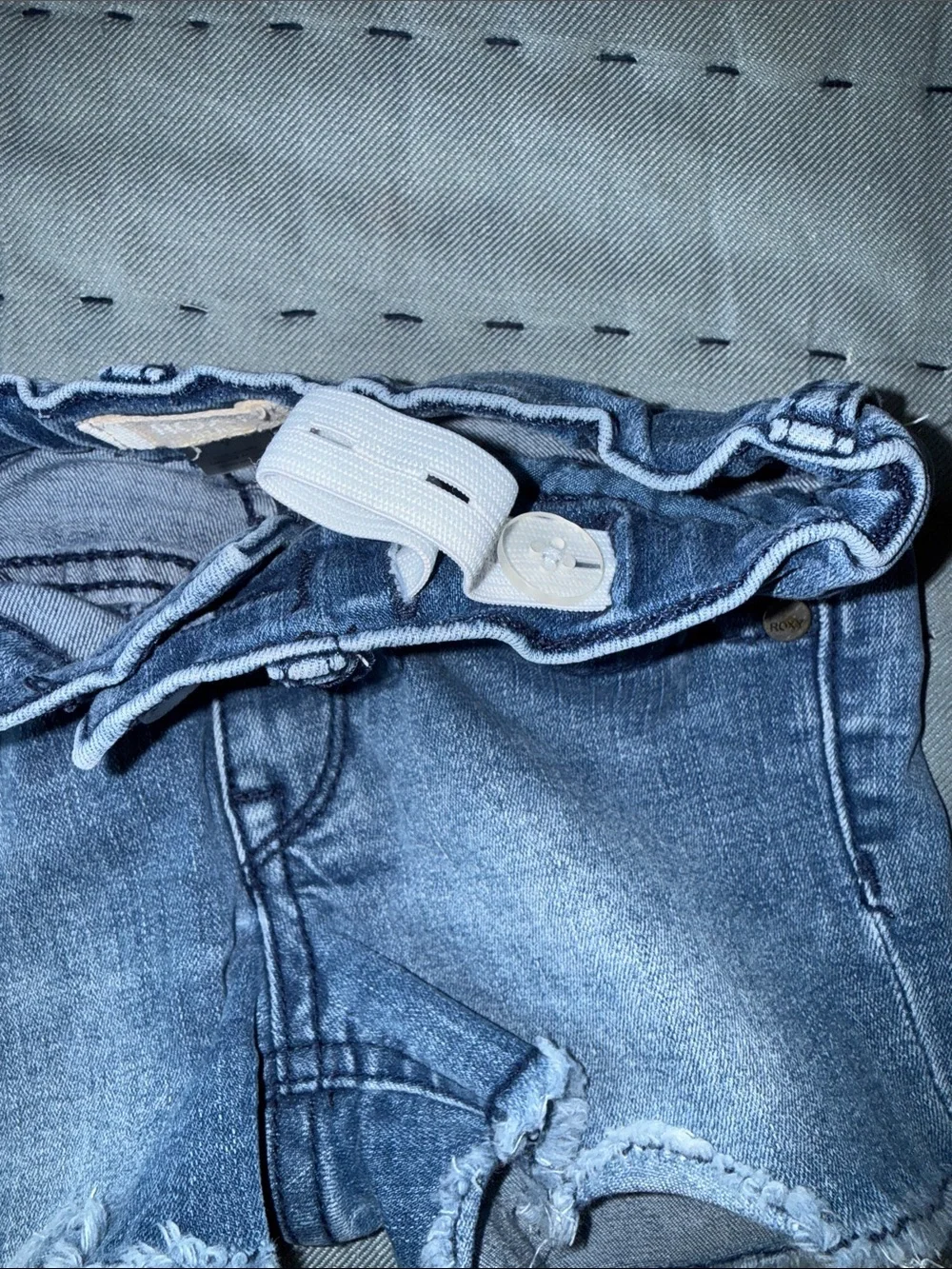 Roxy Light Blue Distressed Denim Shorts